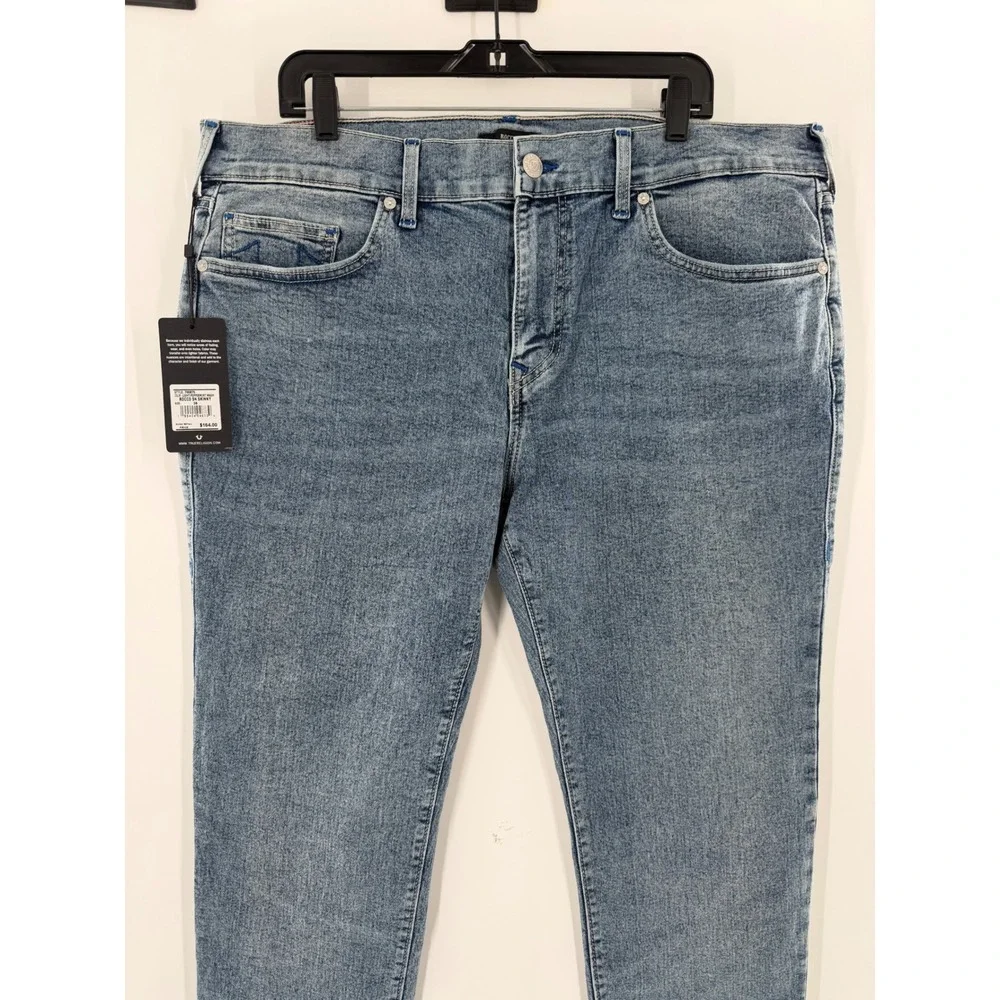 True Religion Rocco Relaxed Skinny Jeans Light Peppermint Wash Blue Mens 38 NWT